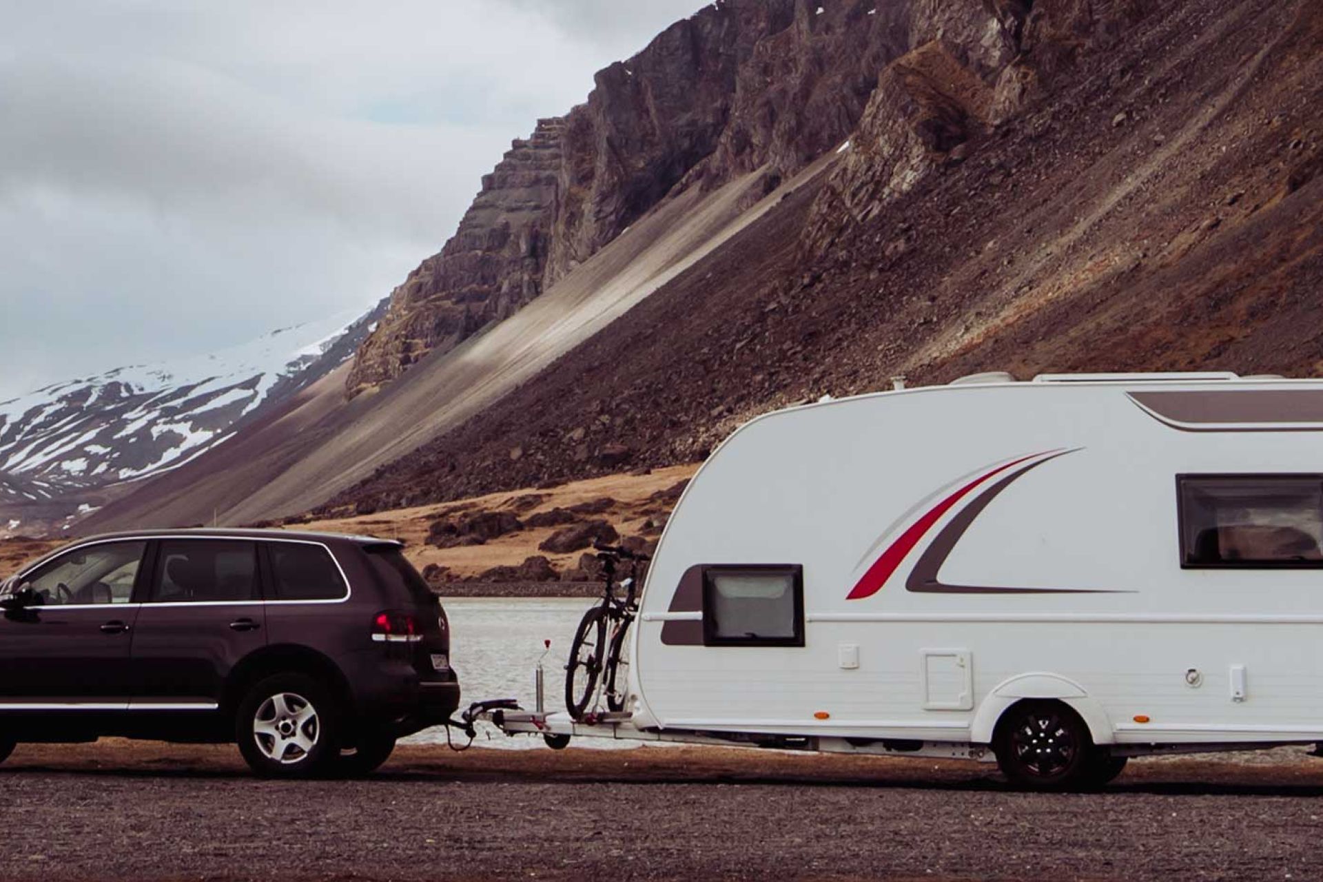caravan being towed by a car